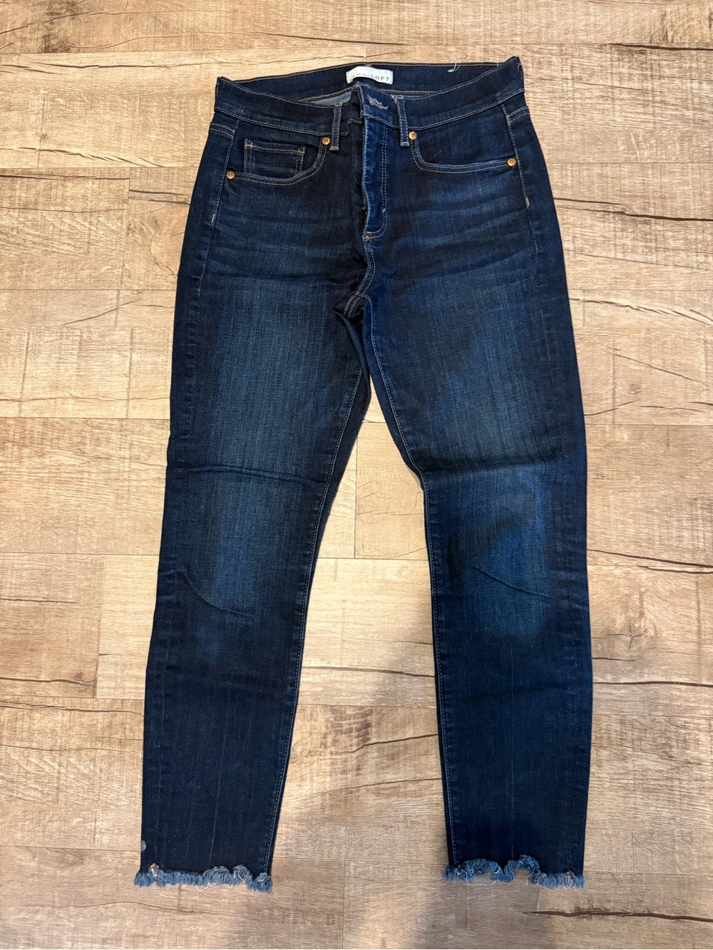 LOFT Dark Blue Straight Ankle Jeans modern